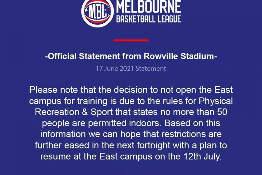 COVID Restrictions at Rowville Stadium