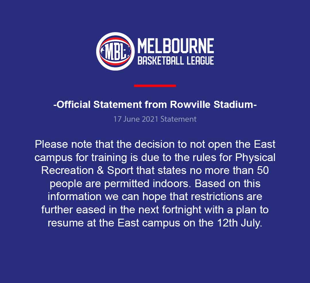 COVID Restrictions at Rowville Stadium